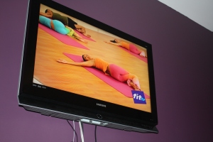 One of the TVs.  Yay, yoga.